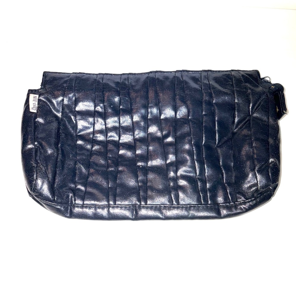 Nite-Lites Holiday Fair Vintage 70s Disco Pleated Clutch Navy Blue DAMAGED